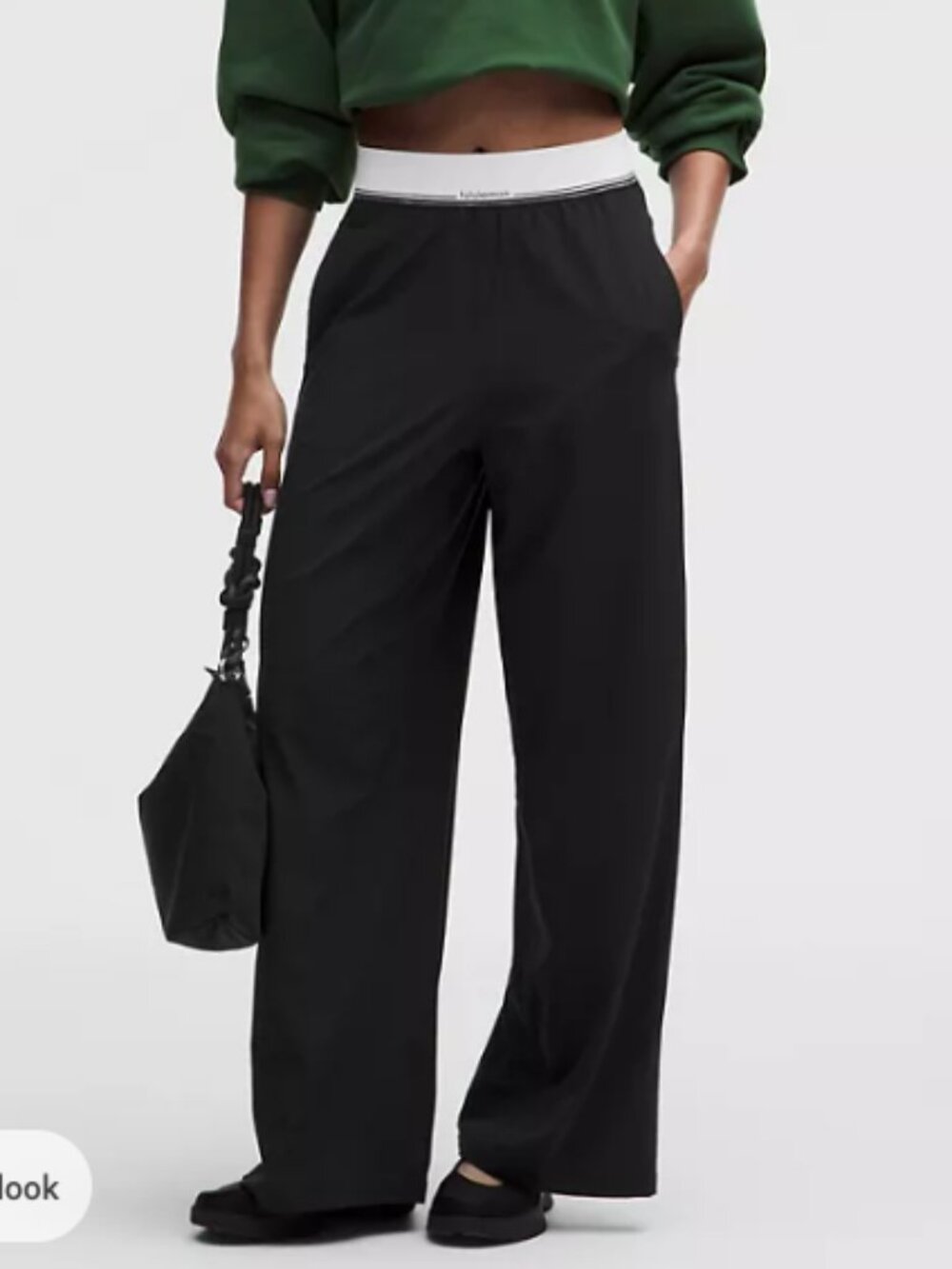 Lululemon - Swift High-Rise Wide-Leg Pant  Logo Waistband (XS) Black/White